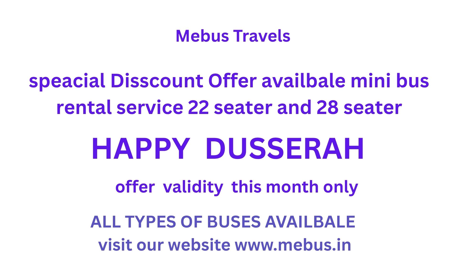 speacial diccount on vijyadashimi offer mebus travels
